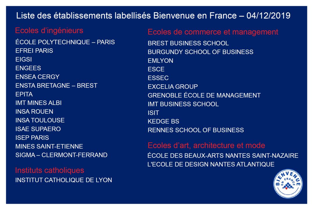 速看！57所法国高校获得“欢迎来法国”认证