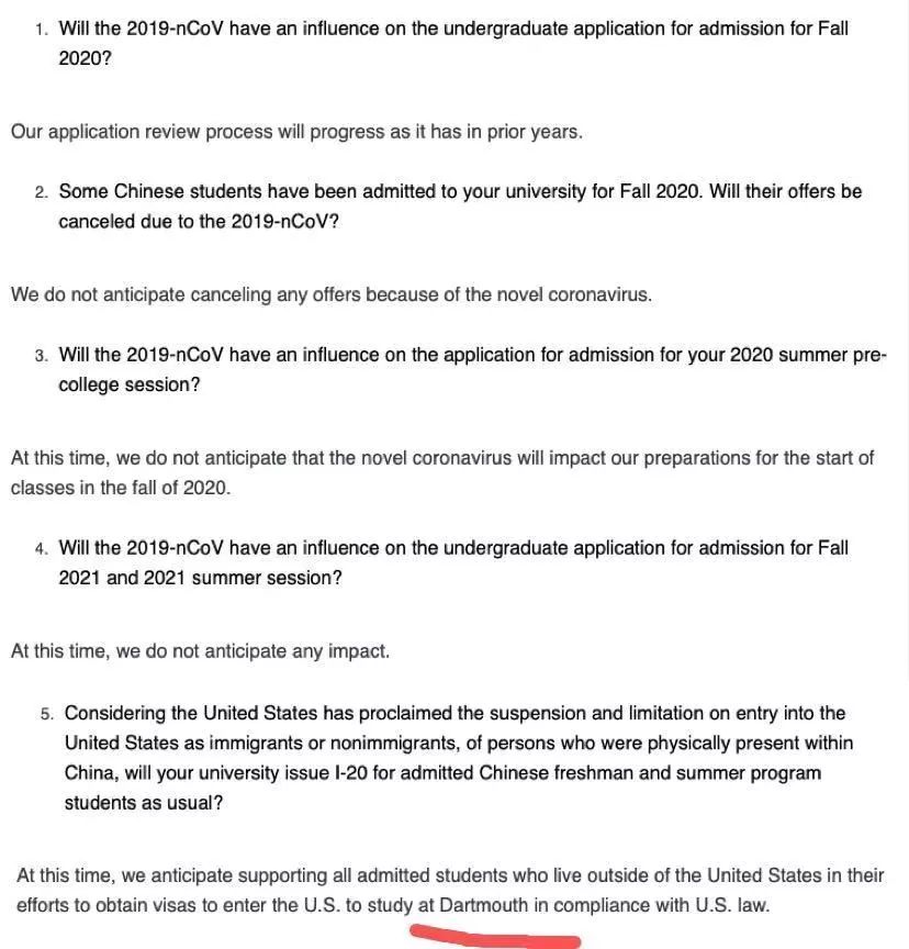 65所美国大学回应：2020年招生计划不会因2019-nCoV影响招收中国学生！
