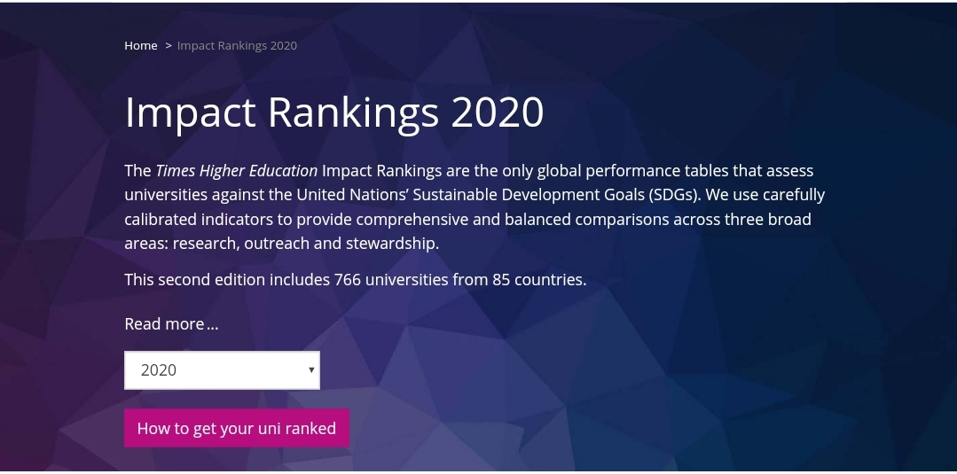 2020年泰晤士世界大学影响力排名发布，同济大学进入世界前100！