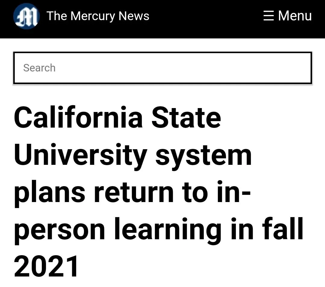 加州大学系统官宣：计划从2021年秋季学期开始线下授课