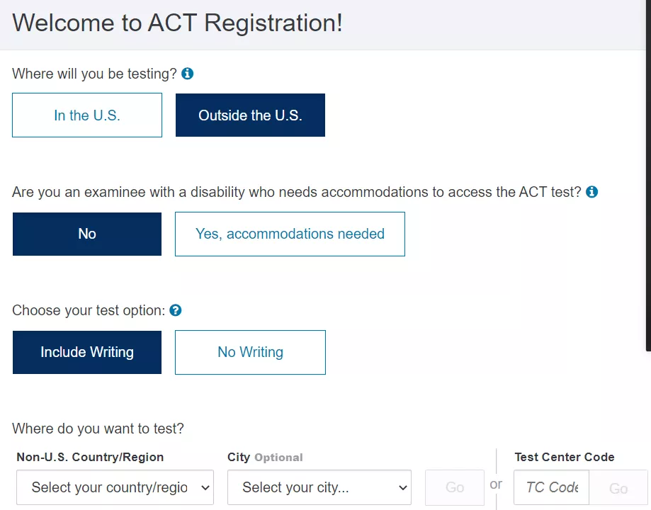 2021年上半年大陆ACT考试报考指南