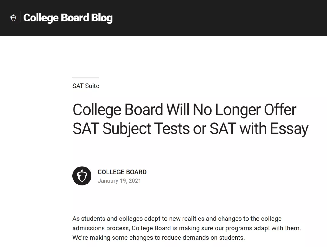 官宣！CB将正式取消SAT2和SAT写作考试！