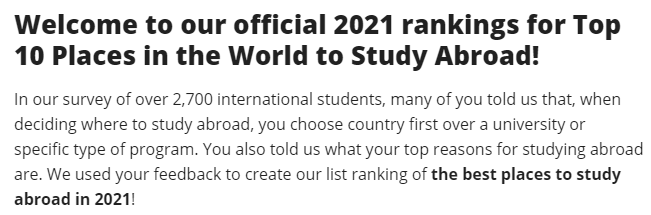 2021全球十大最佳留学国家，有你想去的吗？