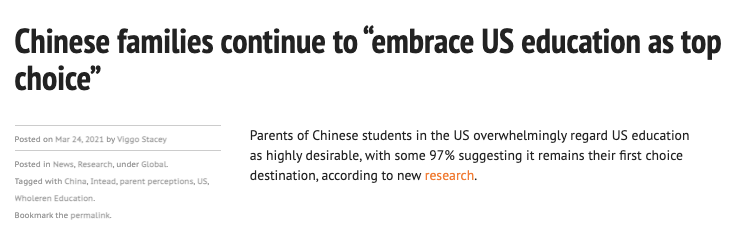 97%中国留美学生家庭仍认为美国是最佳留学国？新留学家庭似乎不这么想...