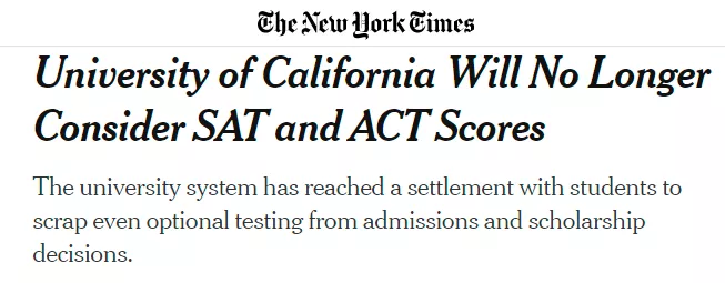 重磅！加州大学宣布10校取消SAT/ACT要求，对未来申请者