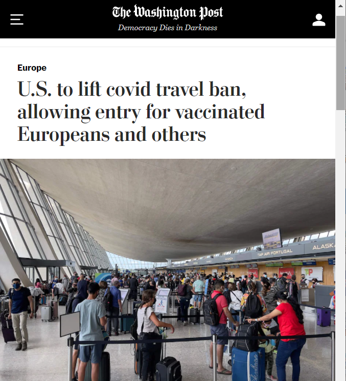 美国旅行禁令11月初解除！中国游客接种疫苗后可直飞美国？！