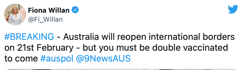 澳洲2月21日起全面开放国境，所有人可入境！新州计划3月起放宽多个限制！