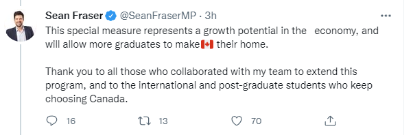 加拿大移民部长官宣！留学生毕业工签再延18个月！EE也将有大动作！