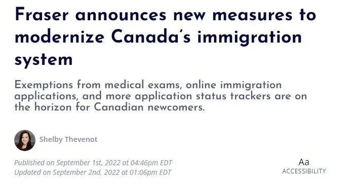 9月23日起，加拿大移民申请将逐步用网上递交取代纸递，还将有这3大变化