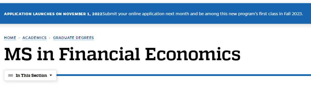 约翰霍普金斯大学23fall新增金融经济学硕士项目，11月1日开放申请！