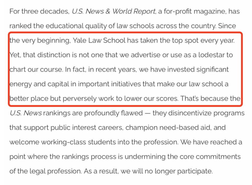 朗途留学 | 哈佛耶鲁法学院双双宣布退U.S.News排名！