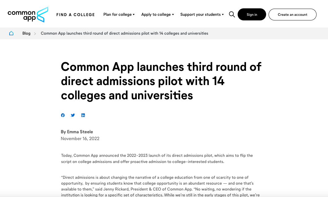 美国大学申请系统CommonApp新增14所学校自动录取通道