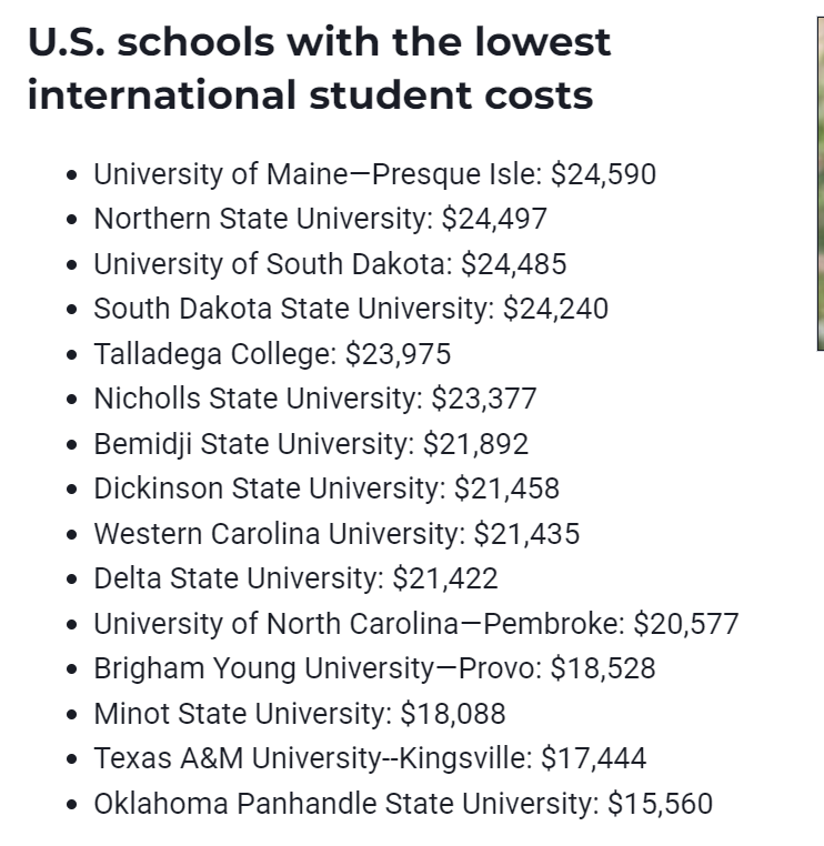 盘点2022-2023年留学成本最低的15所美国大学