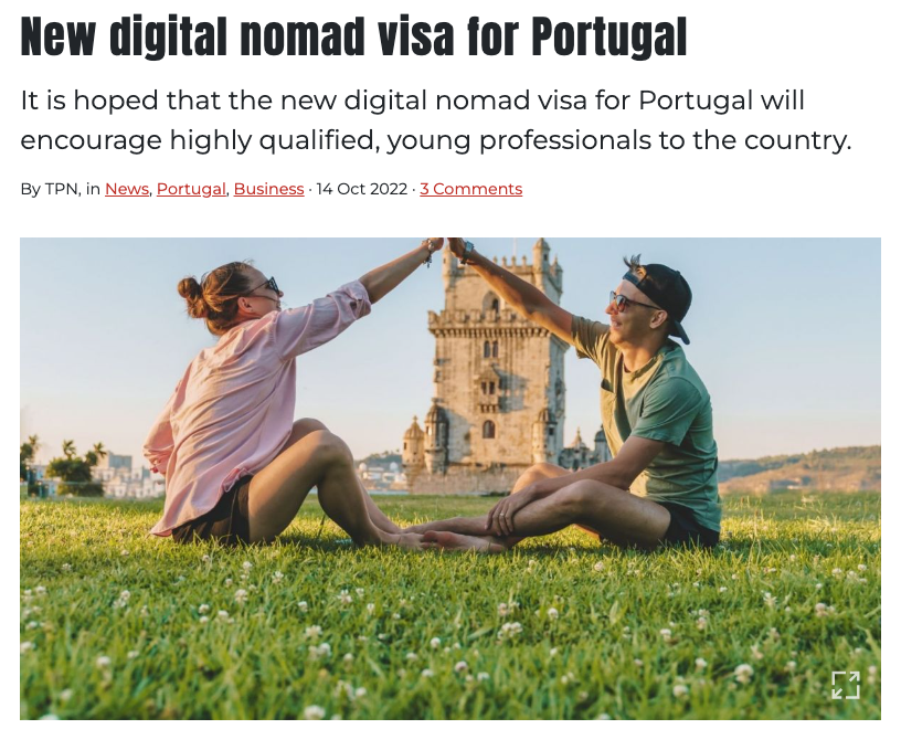 葡萄牙数字游民签证来啦