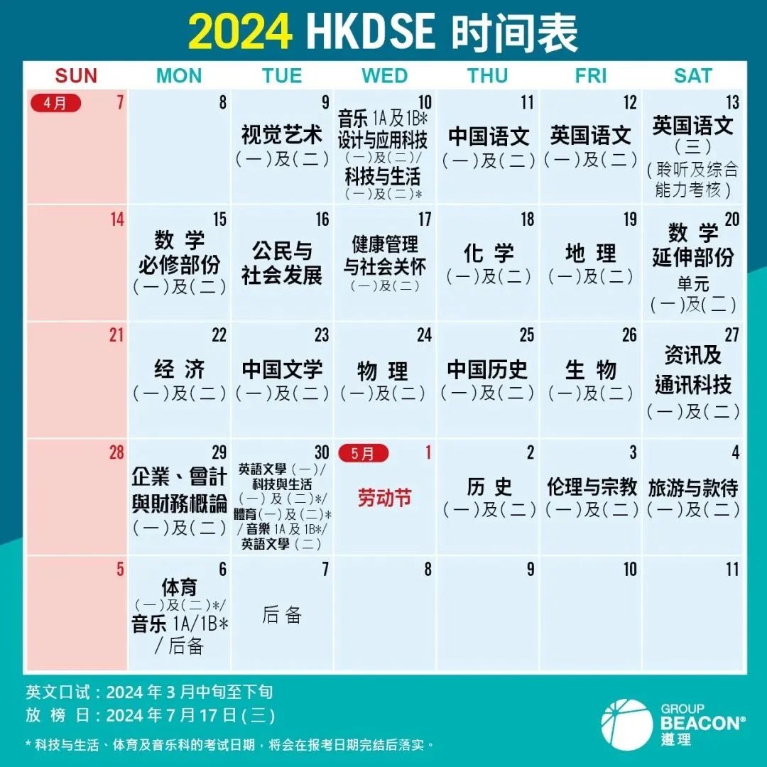 速递：2024HKDSE考试时间表新鲜出炉！4月11日开考第一科核心科目 中文！