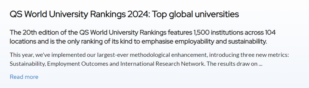 QS2024世界大学排名发布，新指标新变动！