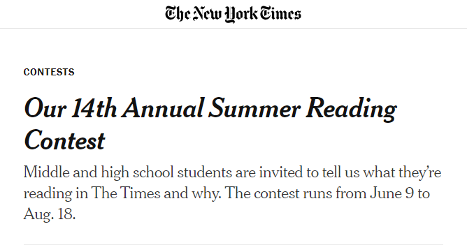独家揭秘！纽约时报夏季读写竞赛近3年获奖数据大起底！