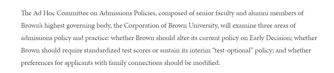 啊？布朗大学正考虑取消ED申请和SAT/ACT可选提交政策...