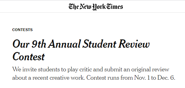 11月开赛！纽约时报评论竞赛重磅官方问答：赛规与写作指导全解析！