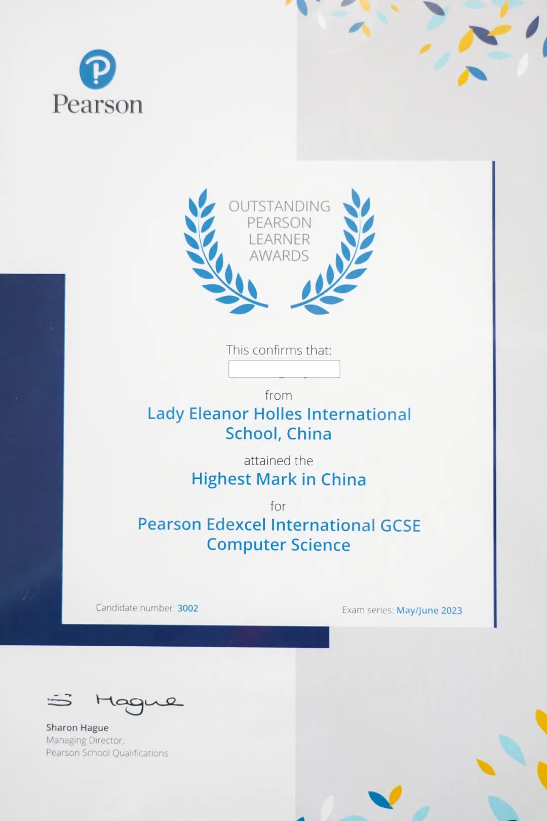 佛山霍利斯学子获IGCSE计算机科学中国最高分Top 1 in China: Celebrating IGCSE Success