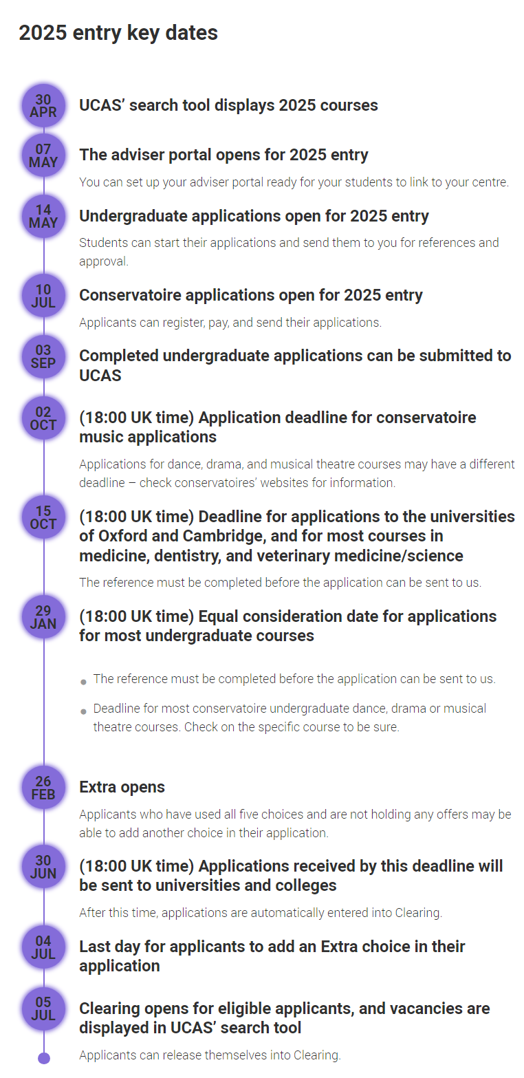 UCAS公布2025 Fall英国本科申请时间轴及申请数据，这些关键信息要注意！
